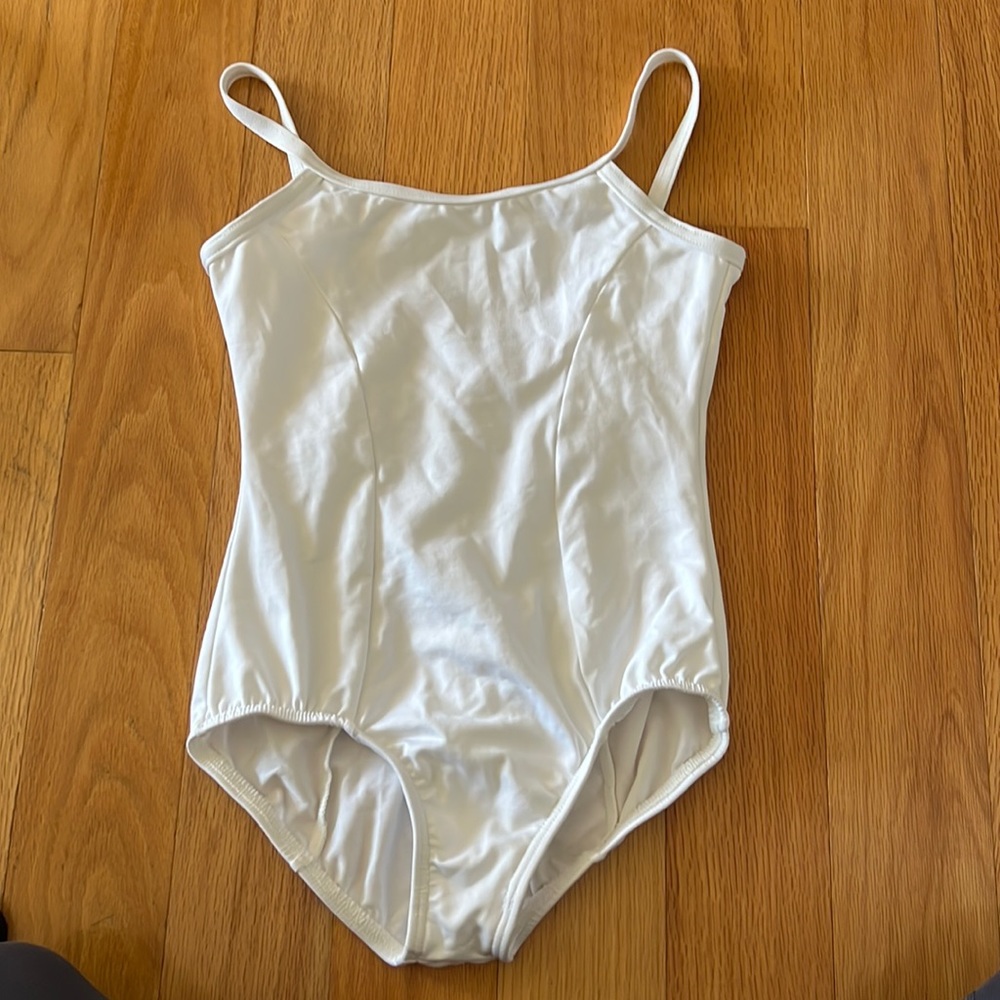 Motionwear white camisole leotard large child 12-14